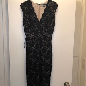 Marciano Black Stretch Lace Midi Dress